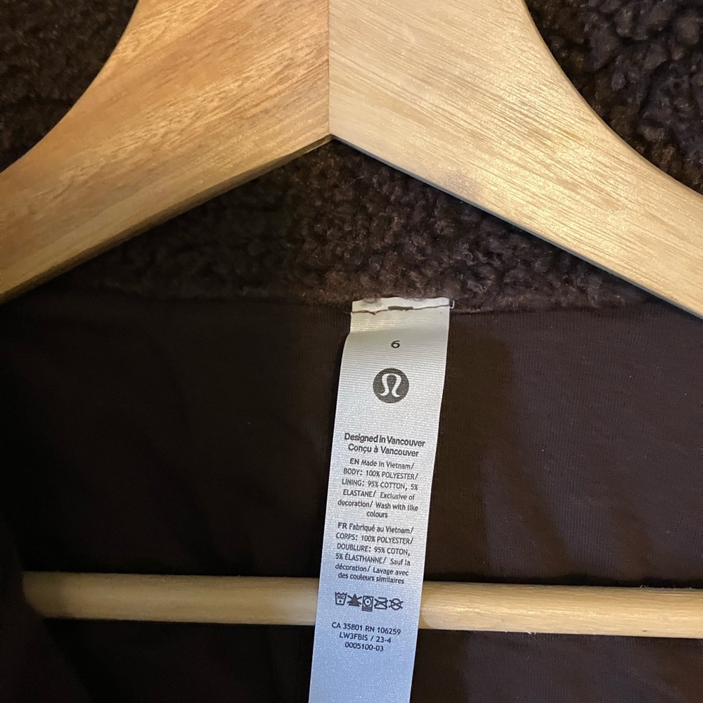 NWT Lululemon Cinchable Fleece Zip Up, Sz 6, Espresso - Picture 6 of 7